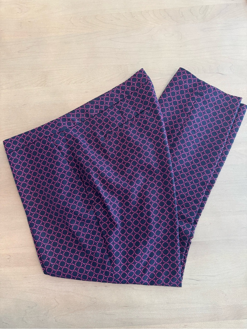 Kenar Navy and Pink Patterned Slim Leg Pants